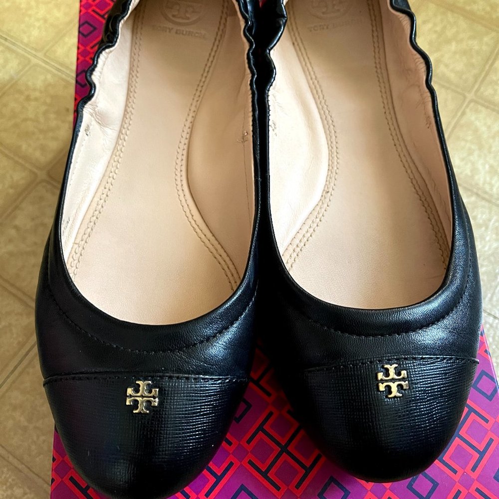 Tory Burch Cap Toe York Ballet Flats, 8.5 Black